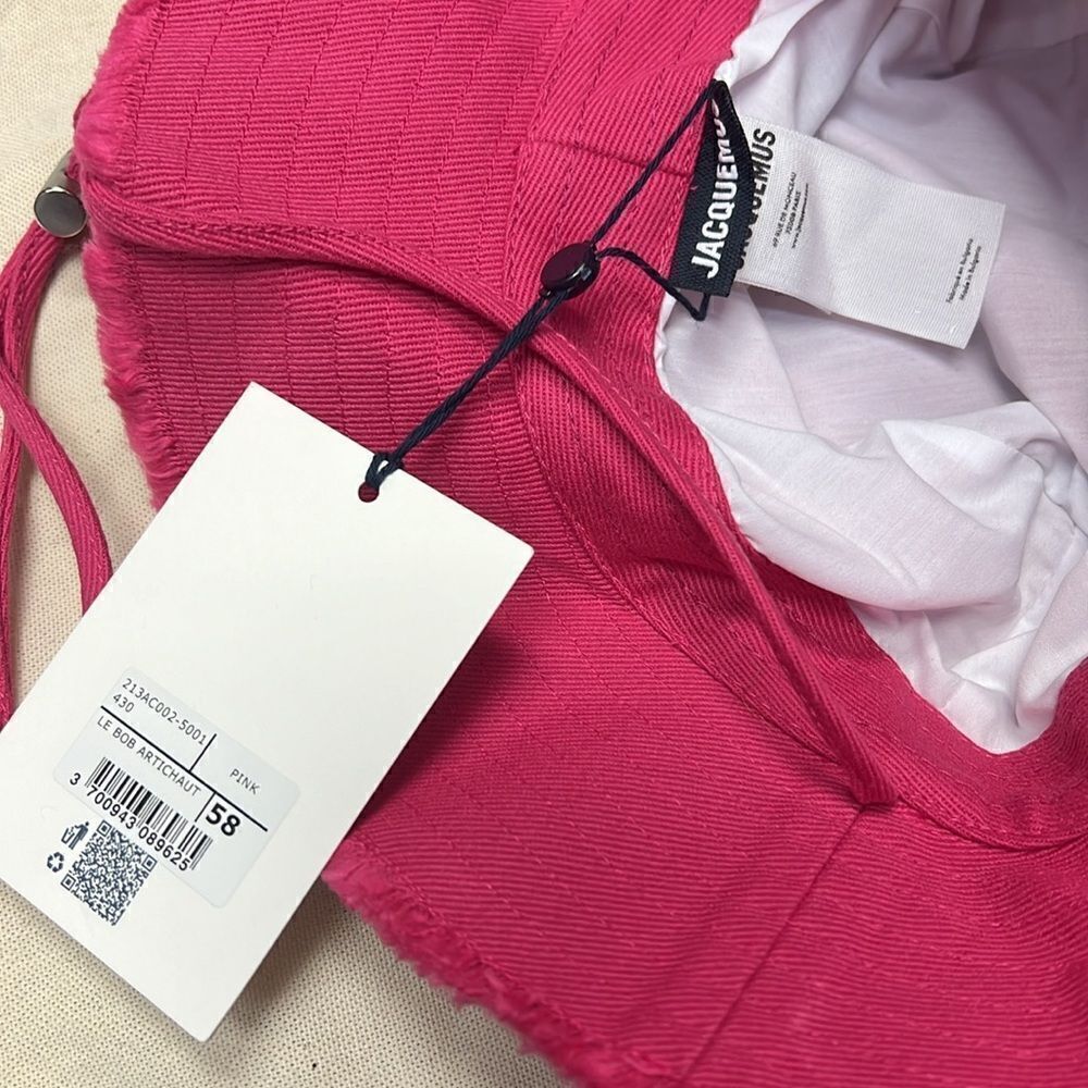 NEW With Tags Jacquemus Bucket Hat Bright Pink - With Dust bag Authentic Size 58 - Picture 5 of 7